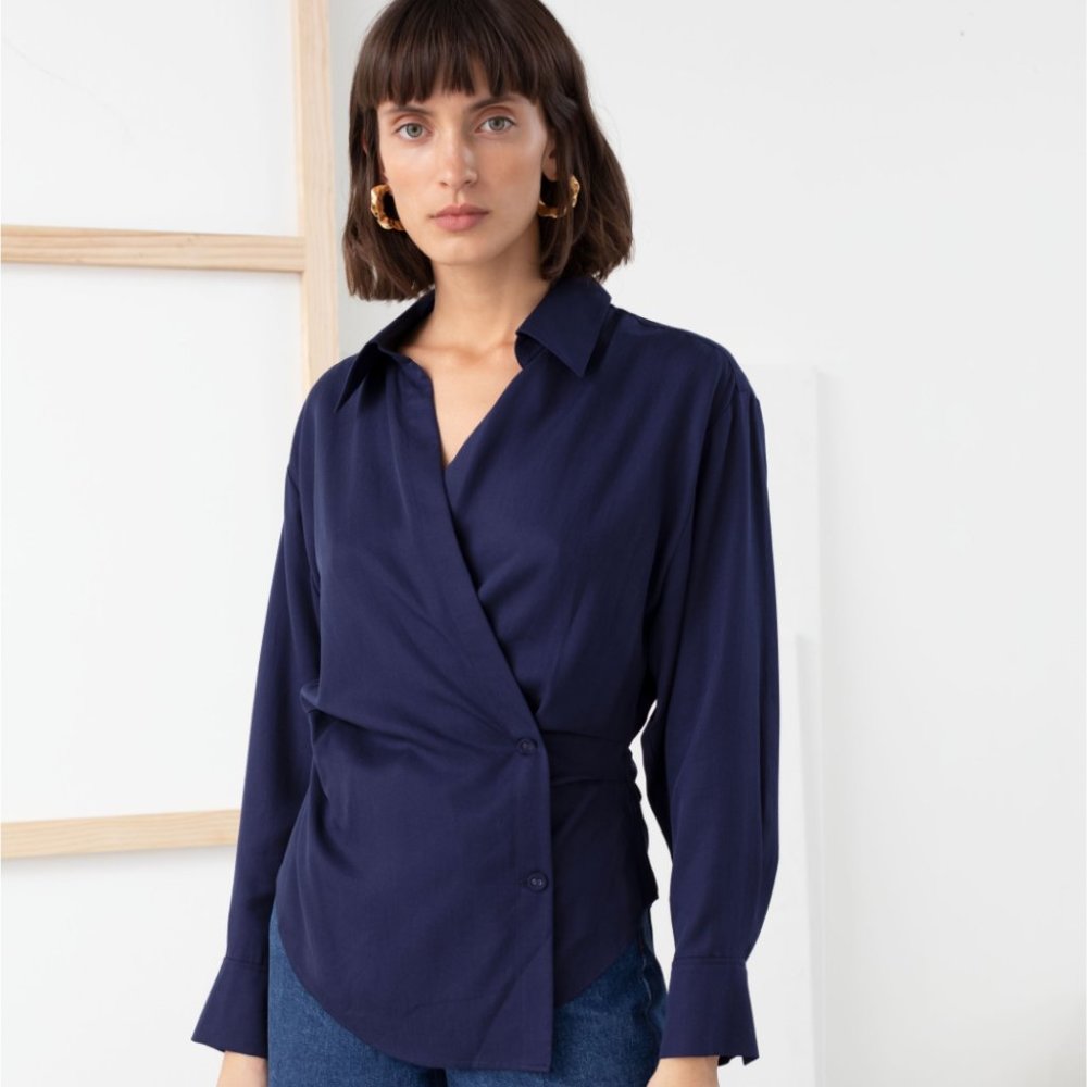 & Other Stories Wrap Duo Button Shirt - Size 4